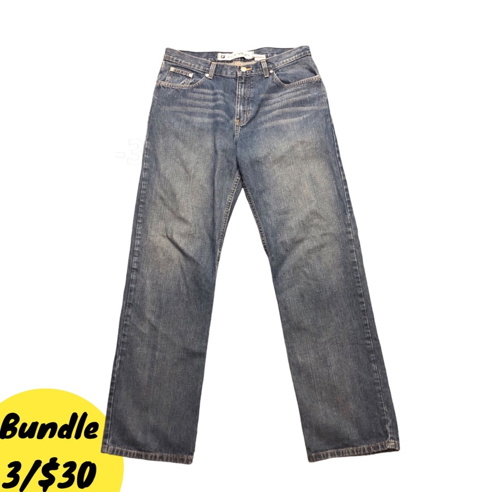 Mens Fission Blue Denim Jeans Wide Strait Leg 100% Cotton Size 34 X 34  Pants